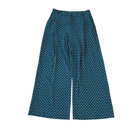 Diane Von Furstenberg Pants - Diane Von Fursternburg Wide Leg Geometric Pants Size 8 Artsy Casual 100% Silk